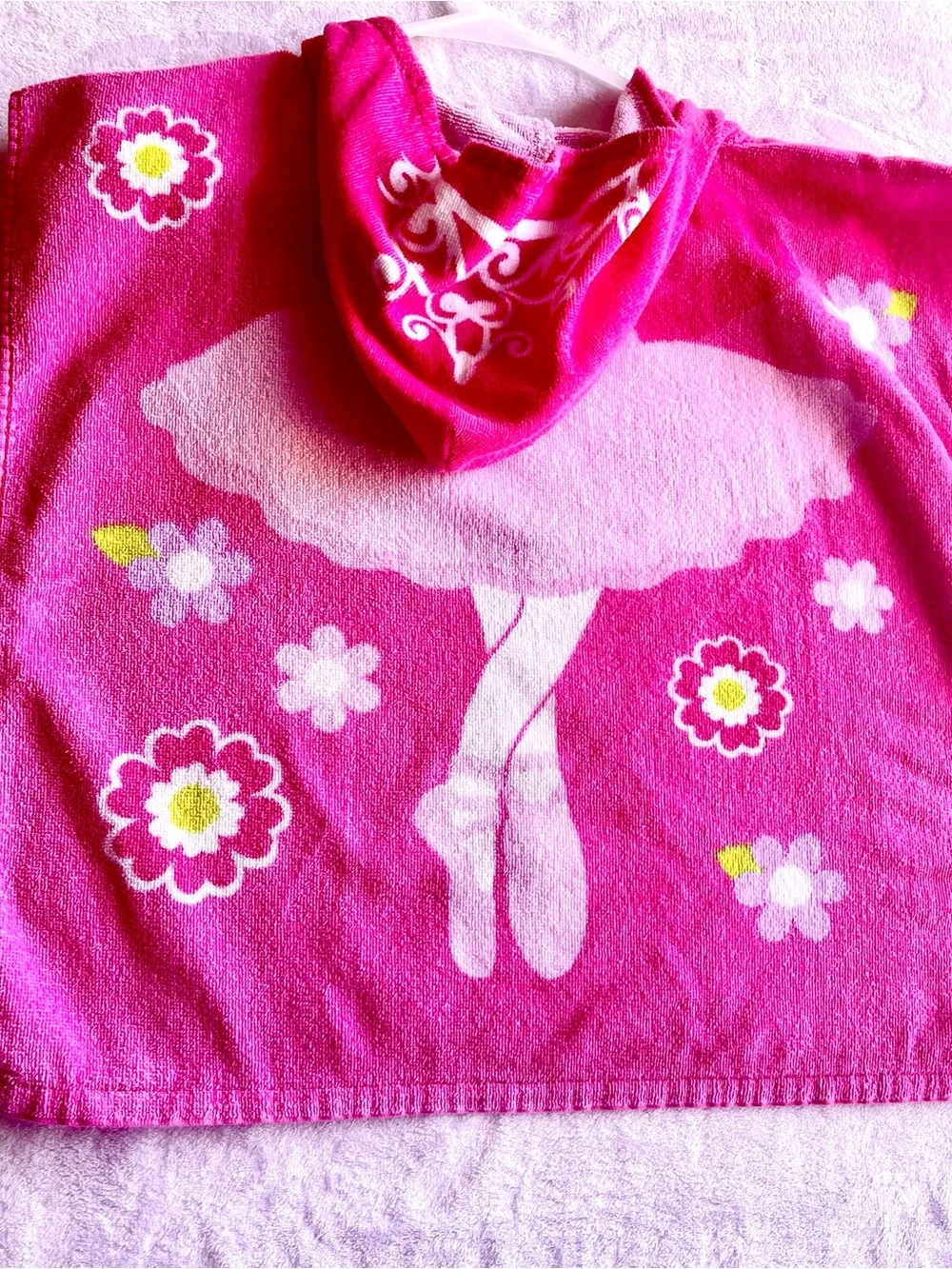 Girls' Hot Pink Ballerina Hooded Towel Poncho